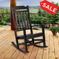 Flash Furniture JJ-C14703-BK-GG Winston All-Weather Poly Resin Rocking Chair in Black